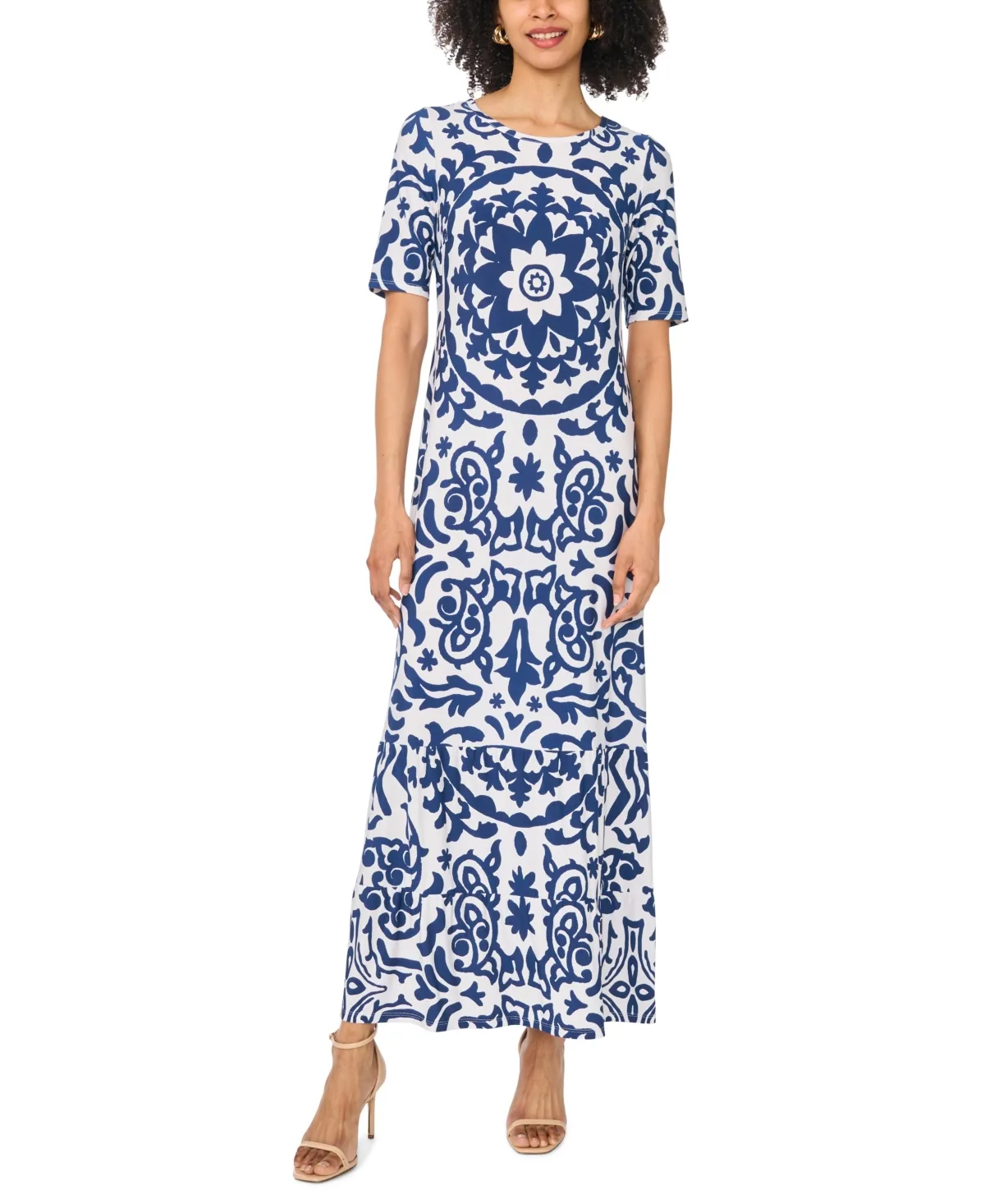 Crewneck Printed Maxi Dress by Vince Camuto
