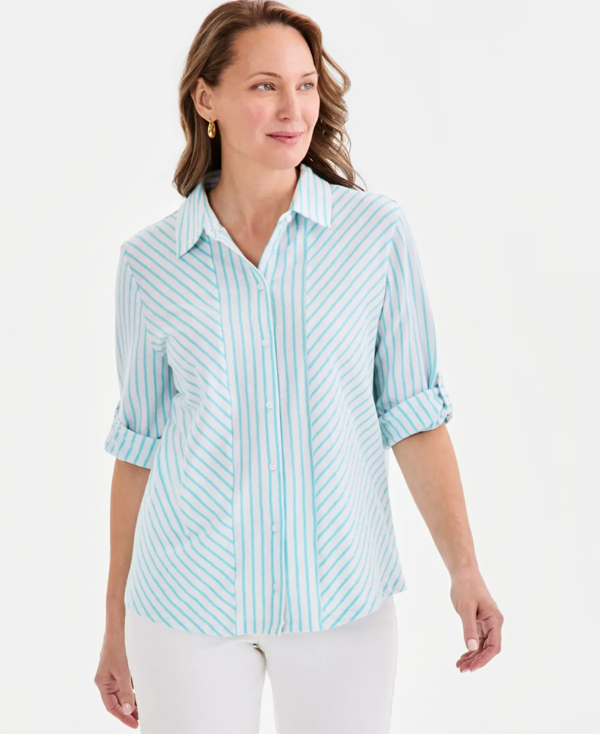 Collared Neck Button-Down Top by Style & Co