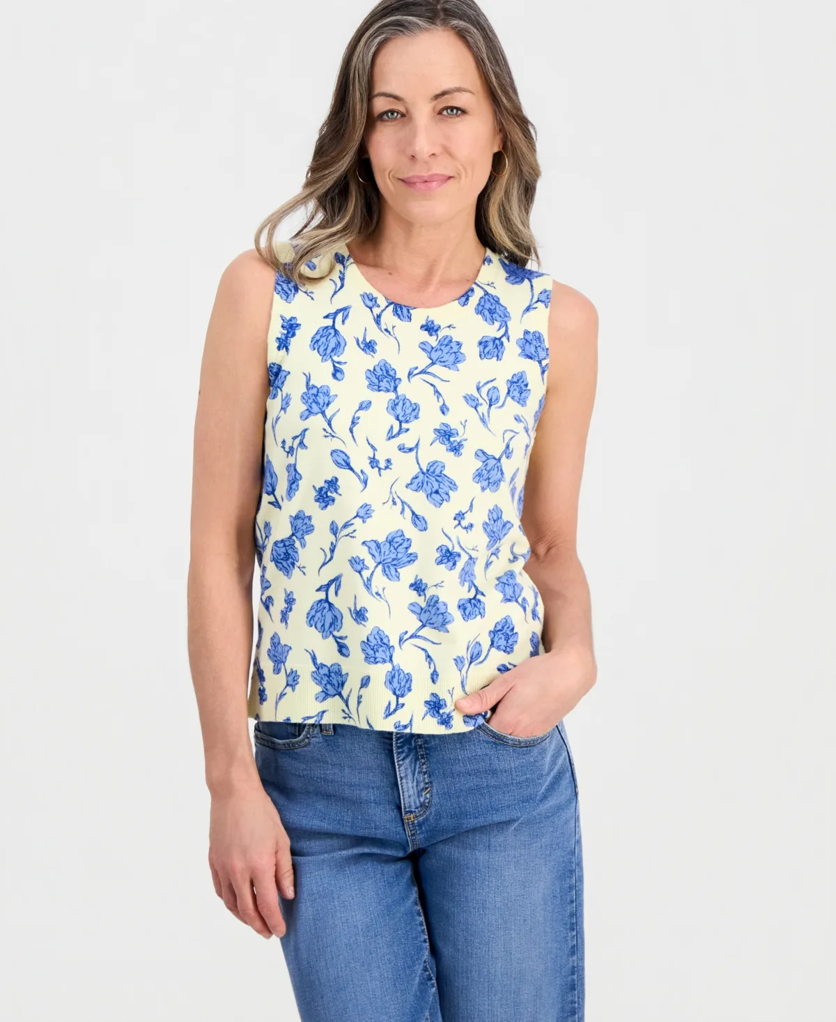 Poetic Floral Feminine Tank Sweater by Style & Co