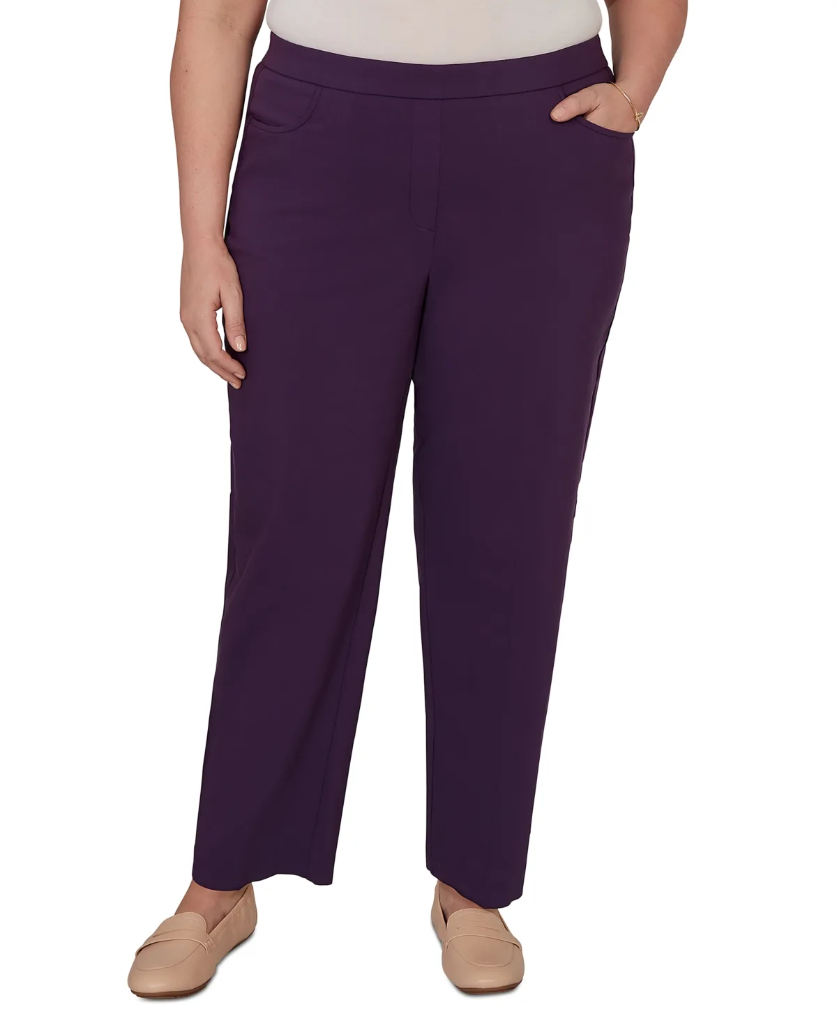 Colored Allure Stretch Short Length Pants by Alfred Dunner