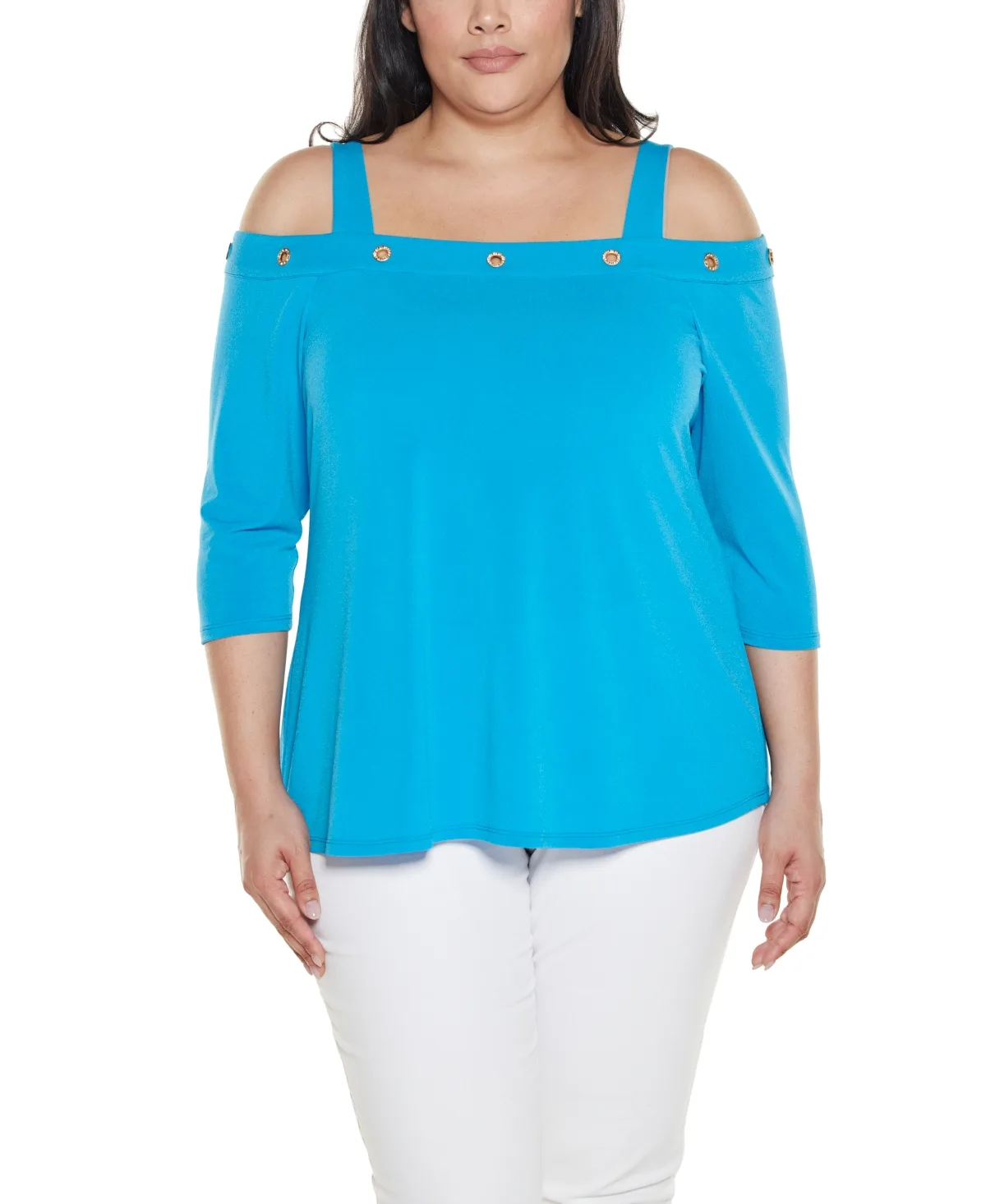 Grommet-Trim Cold Shoulder Top by Belldini