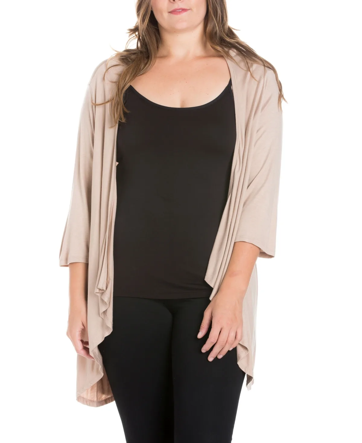 Elbow Length Sleeve Open Cardigan
