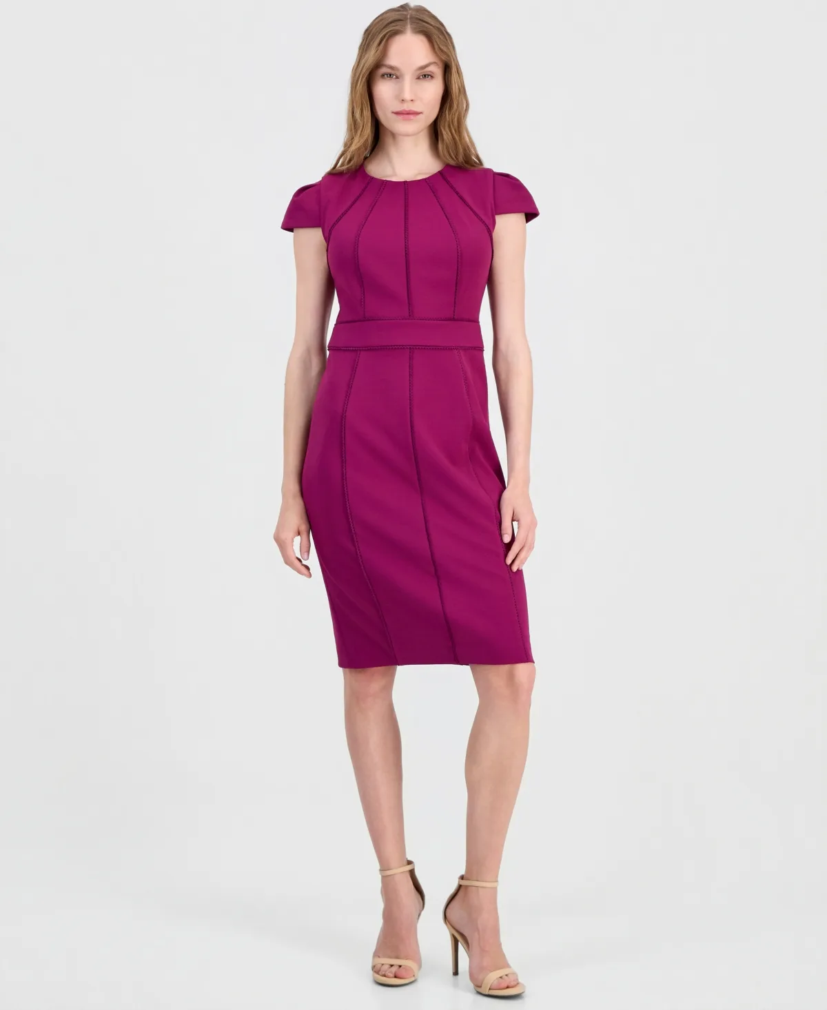 Jewel-Neck Scuba Sheath Dress by Anne Klein