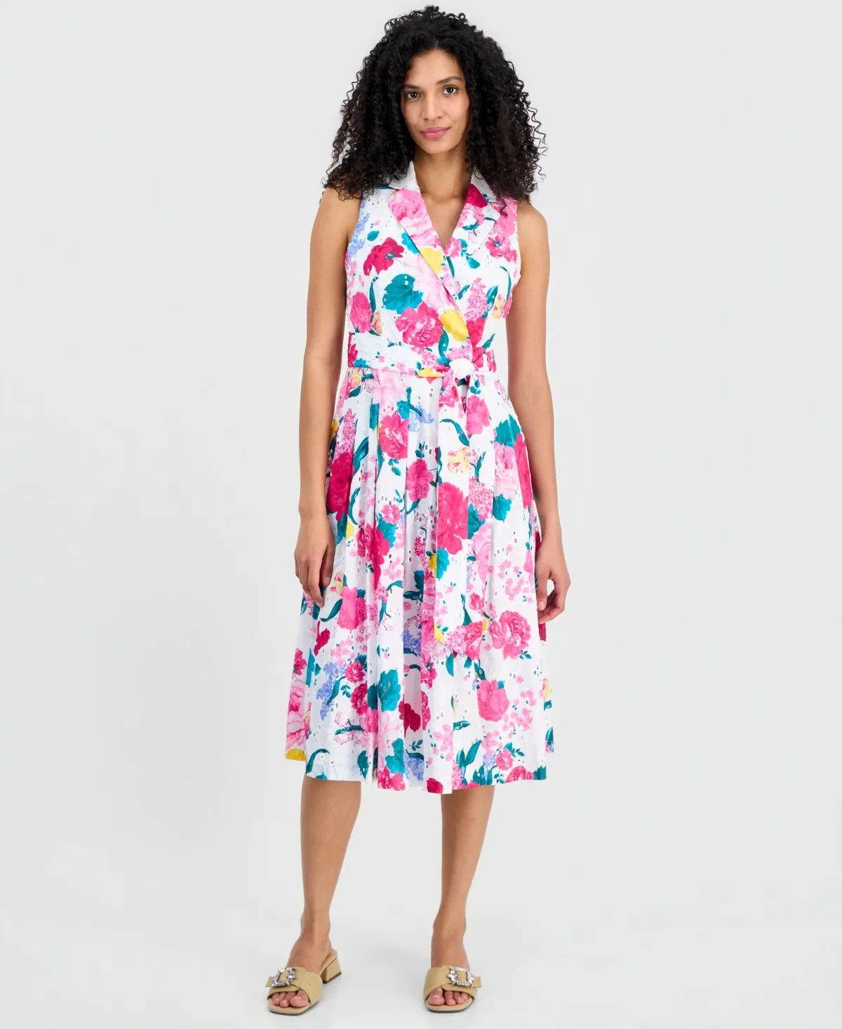 Notch Collar Sleeveless Wrap Dress by Anne Klein