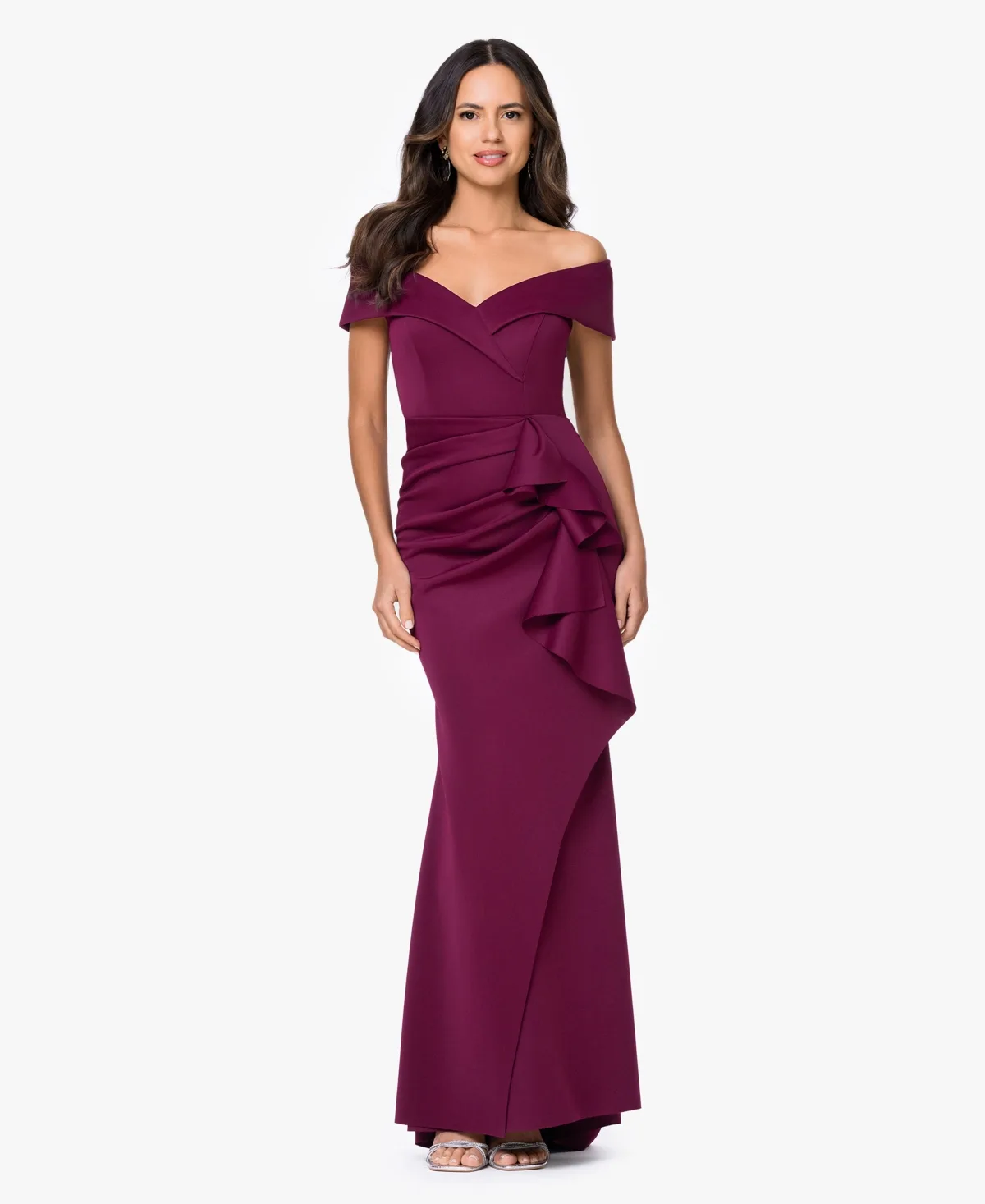 Scuba Off-The-Shoulder Gown by Xscape