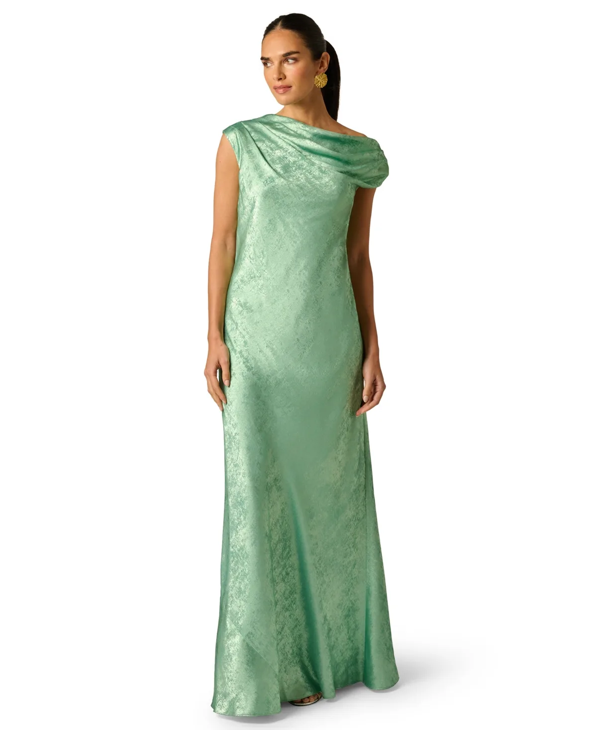 Foiled Off-The-Shoulder Ball Gown by Adrianna