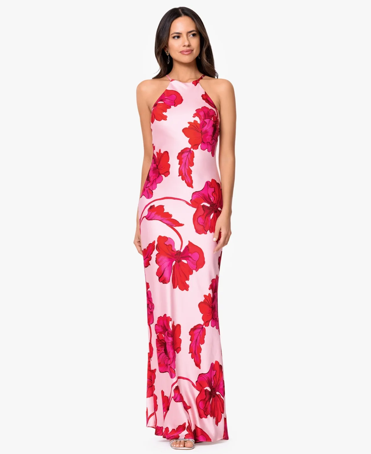Sleeveless Halter Neck Printed Long Dress by Xscape