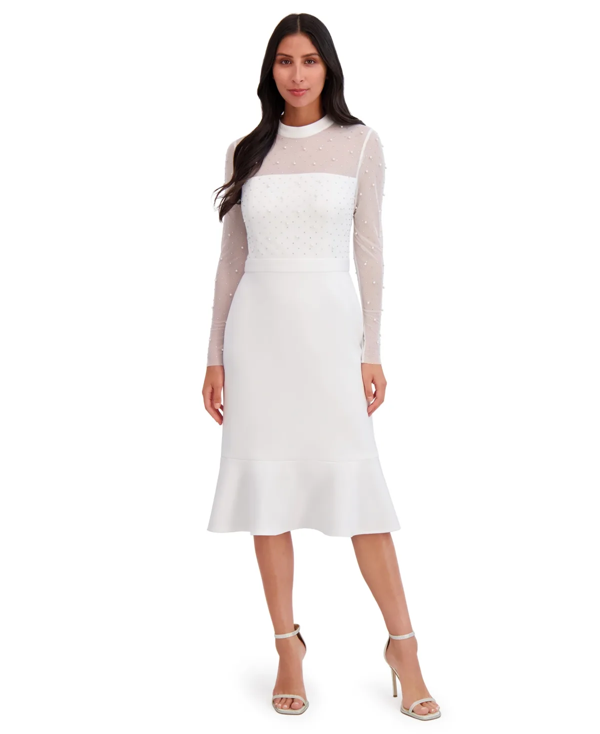 Long-Sleeve Illusion Midi Dress by London Times