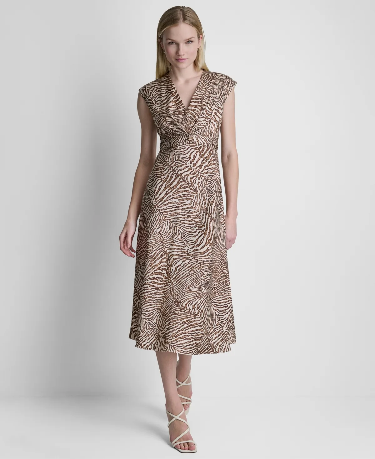 V-Neck Knot Front Midi Dress by Dkny