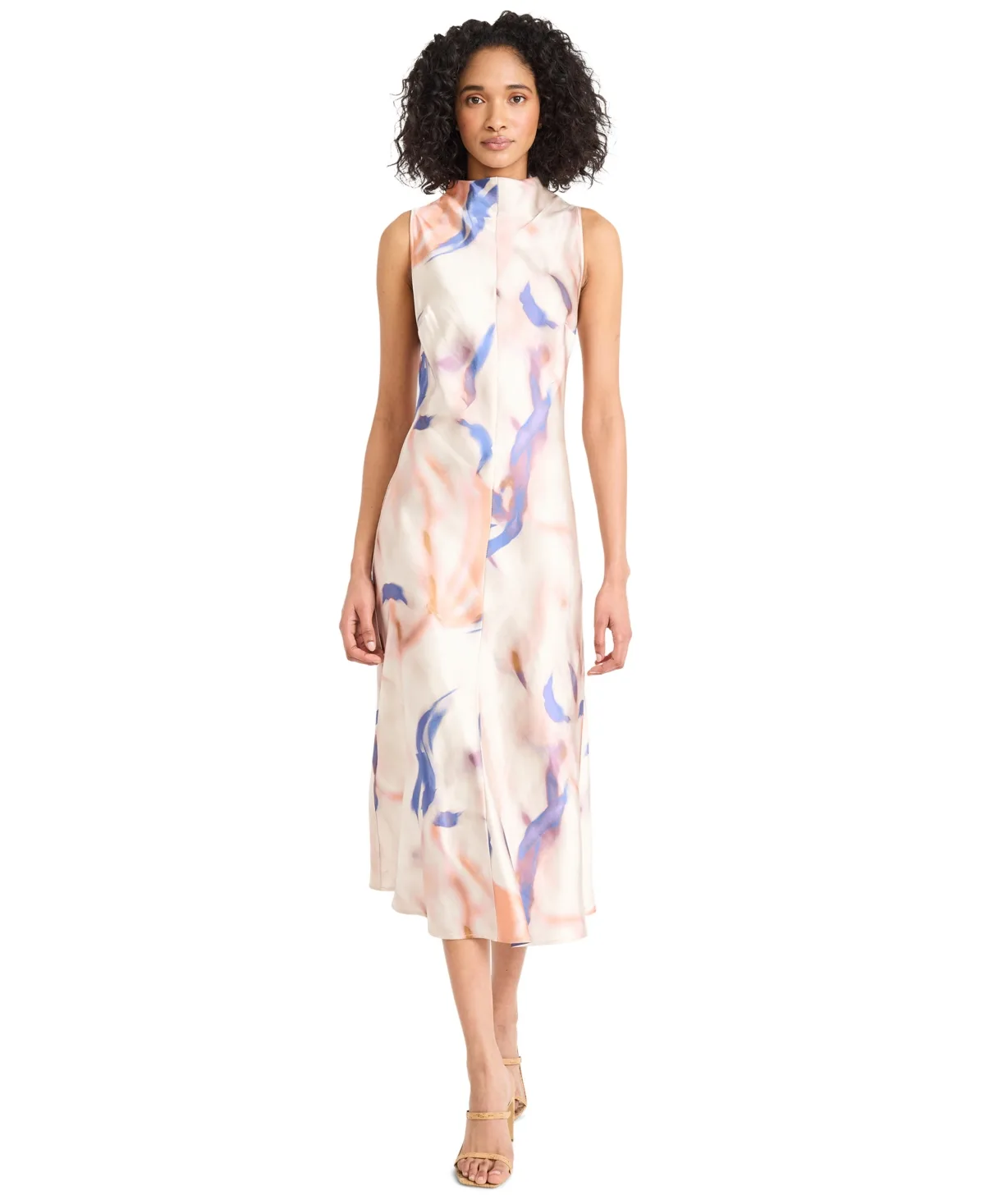 Printed High-Neck Sleeveless Dress by Luxely