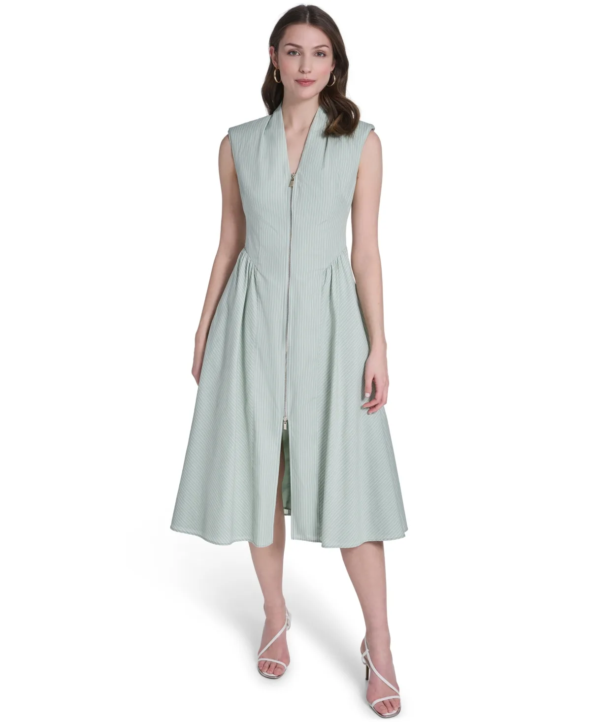 Striped V-Neck Midi Dress by Vince Camuto