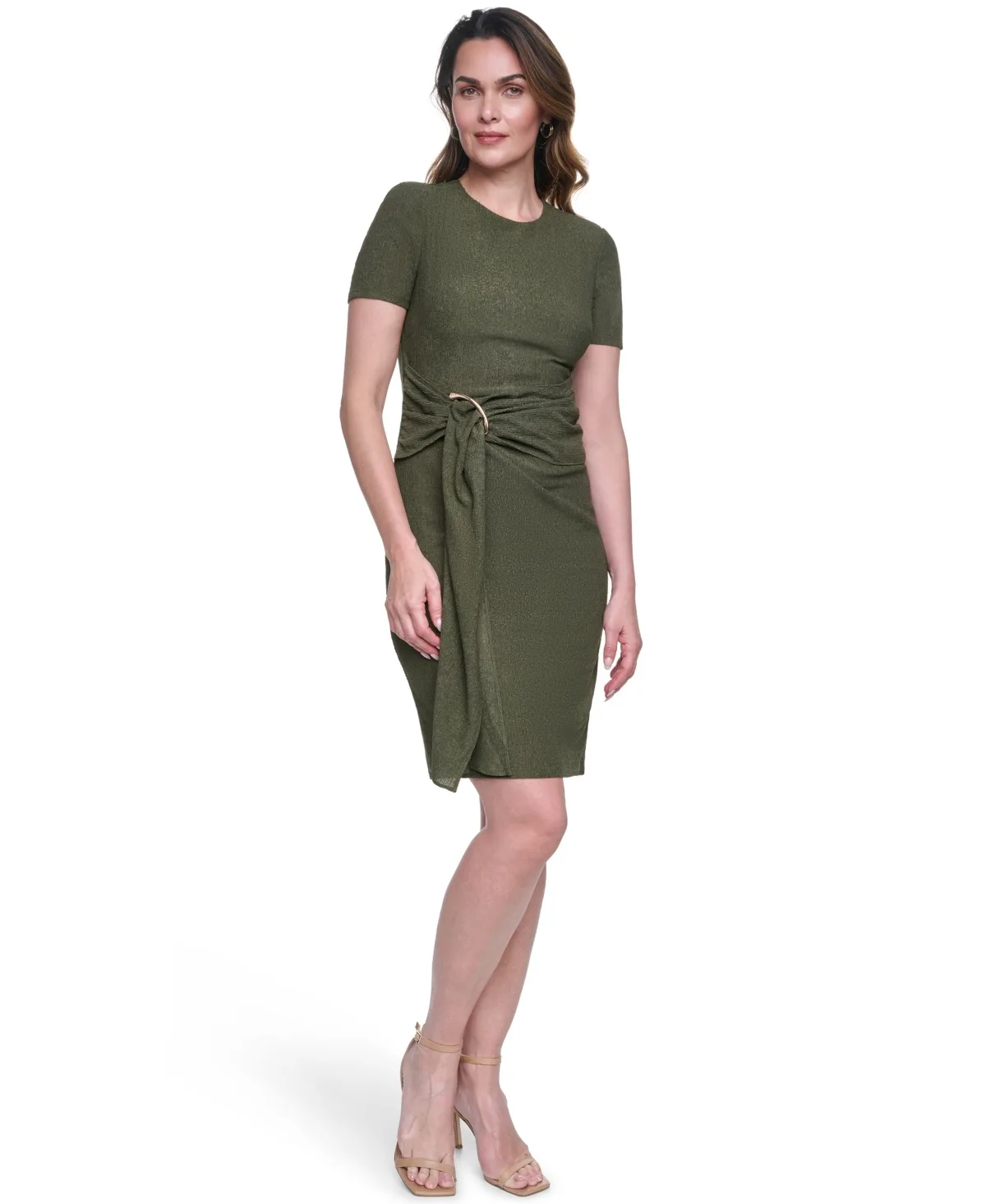 Textured Knit Draped Waist Bodycon Dress by Vince Camuto
