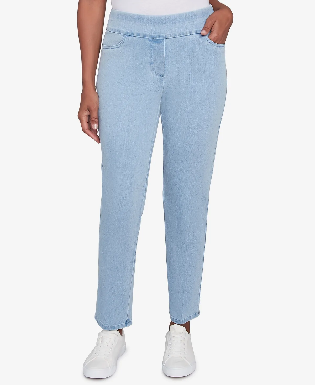 Mid-Rise Pull on Straight Leg Denim Pants by Alfred Dunner
