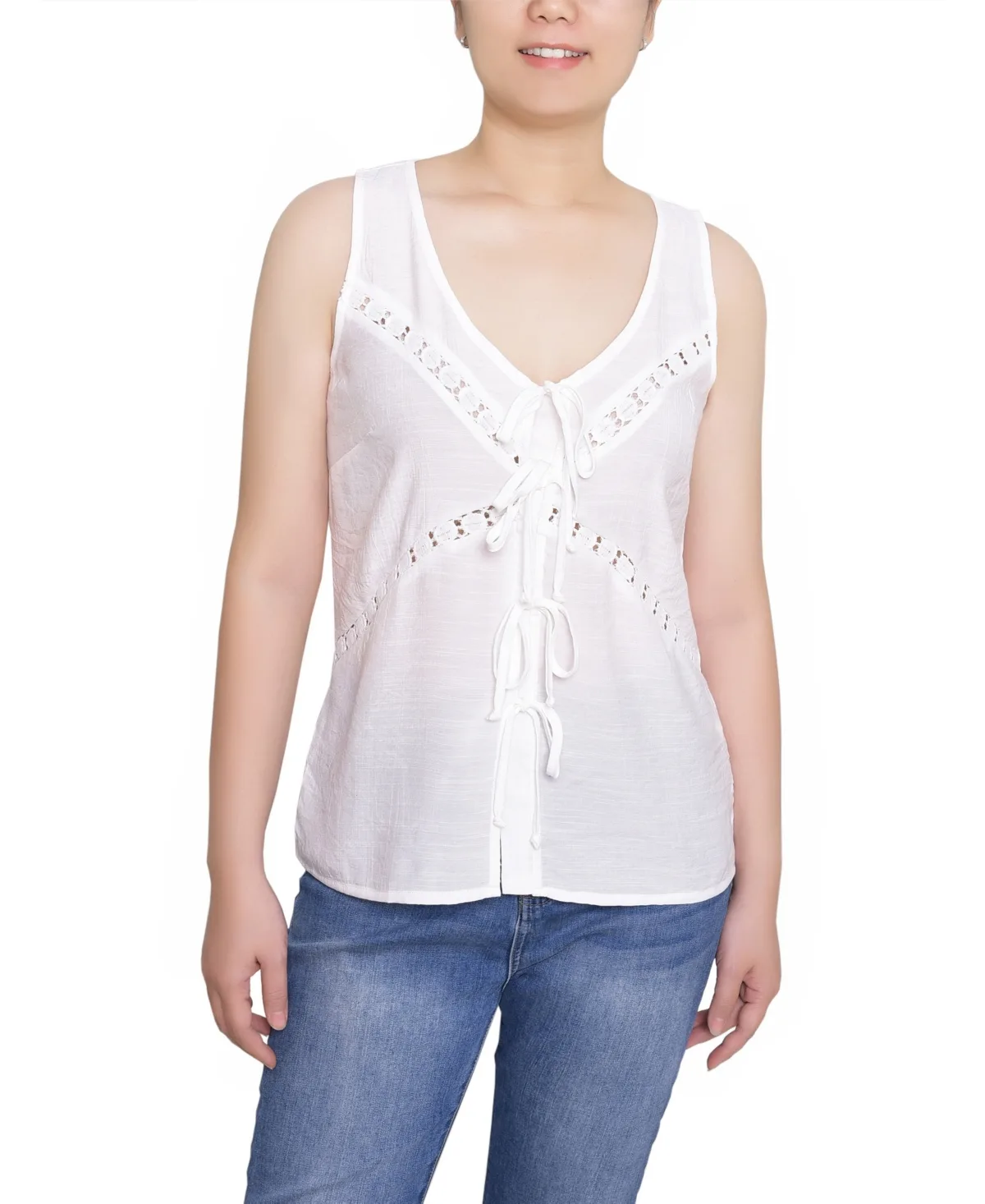 Sleeveless V Neck Blouse by Ny Collection