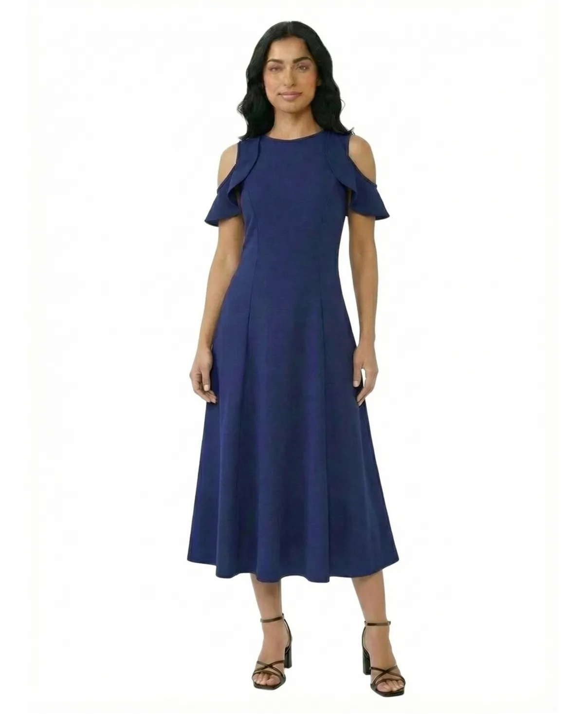 Ruffle Sleeve Maxi Dress by 24seven Comfort Apparel