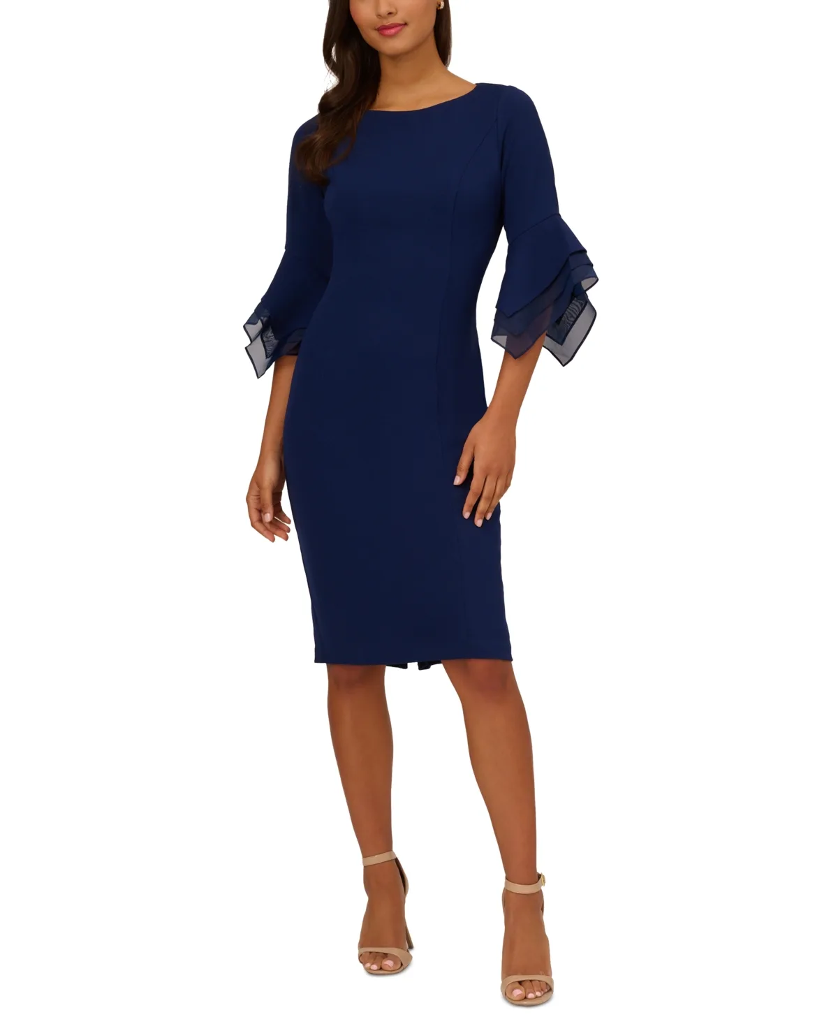 Tiered-Cuff Sheath Dress by Adrianna Papell