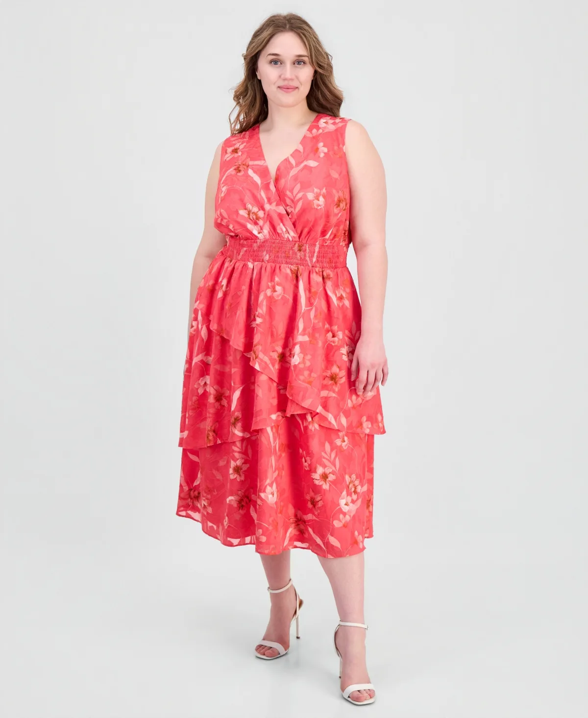 Smocked-Waist Tiered Midi Dress