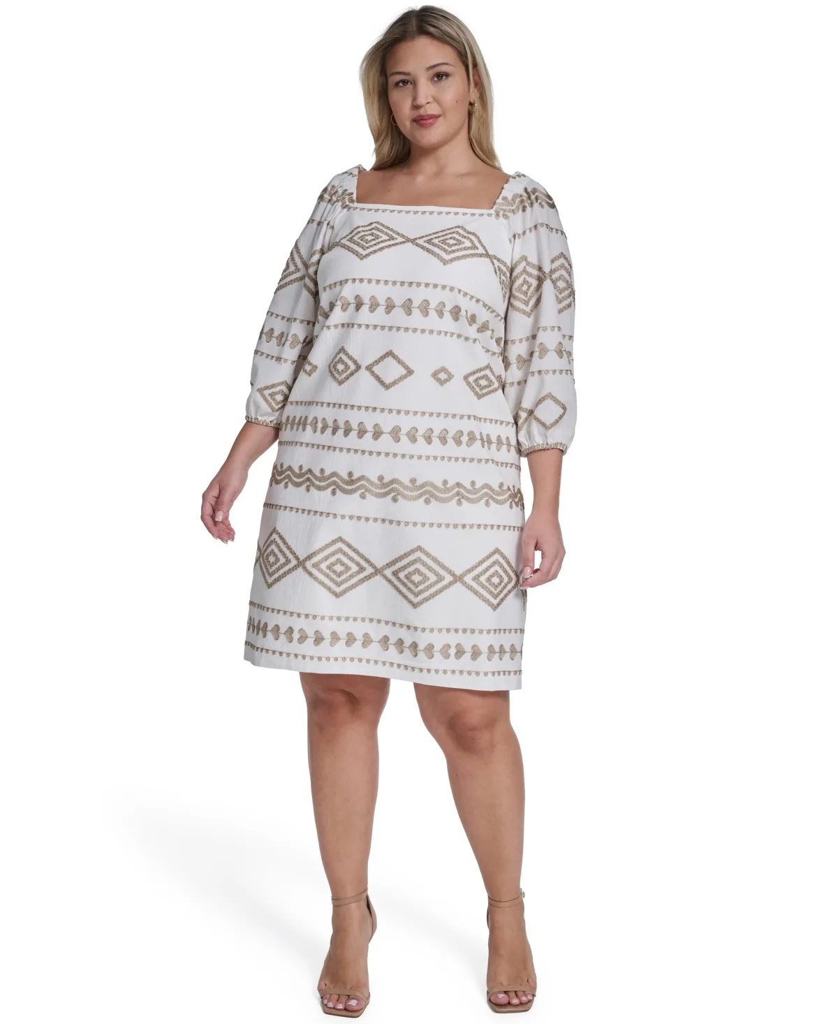 Balloon Sleeve Square Neck Shift Dress by Jessica Howard