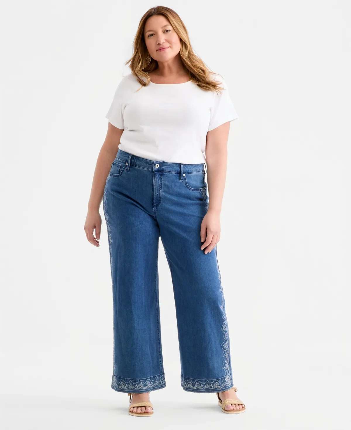 Printed High-Rise Five-Pocket Wide-Leg Jeans by Style & Co