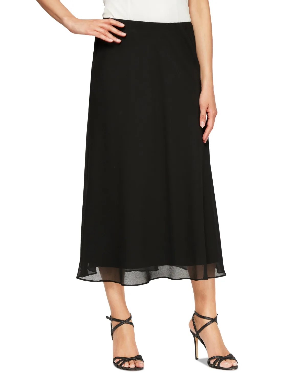 Chiffon Pull-On Midi Skirt by Alex Evenings
