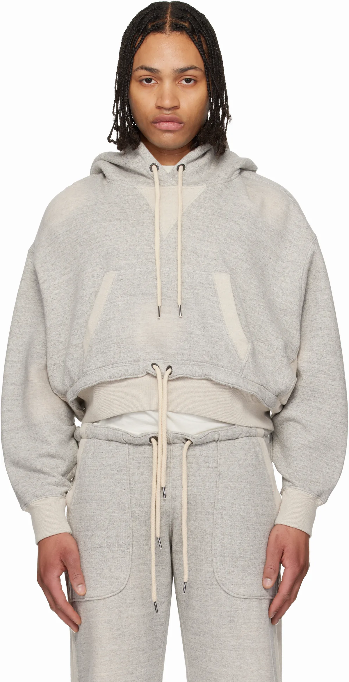 Gray Cinched Hem Popover Hoodie