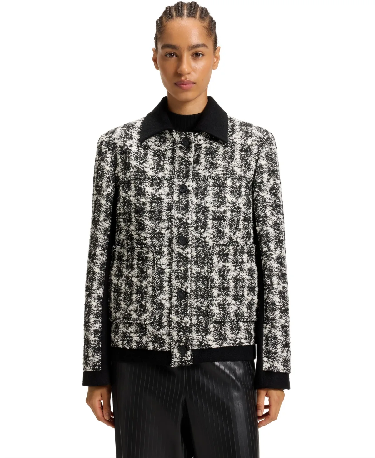 Boss by Hugo Boss Patterned Feather Tweed Regular-Fit Jacket
