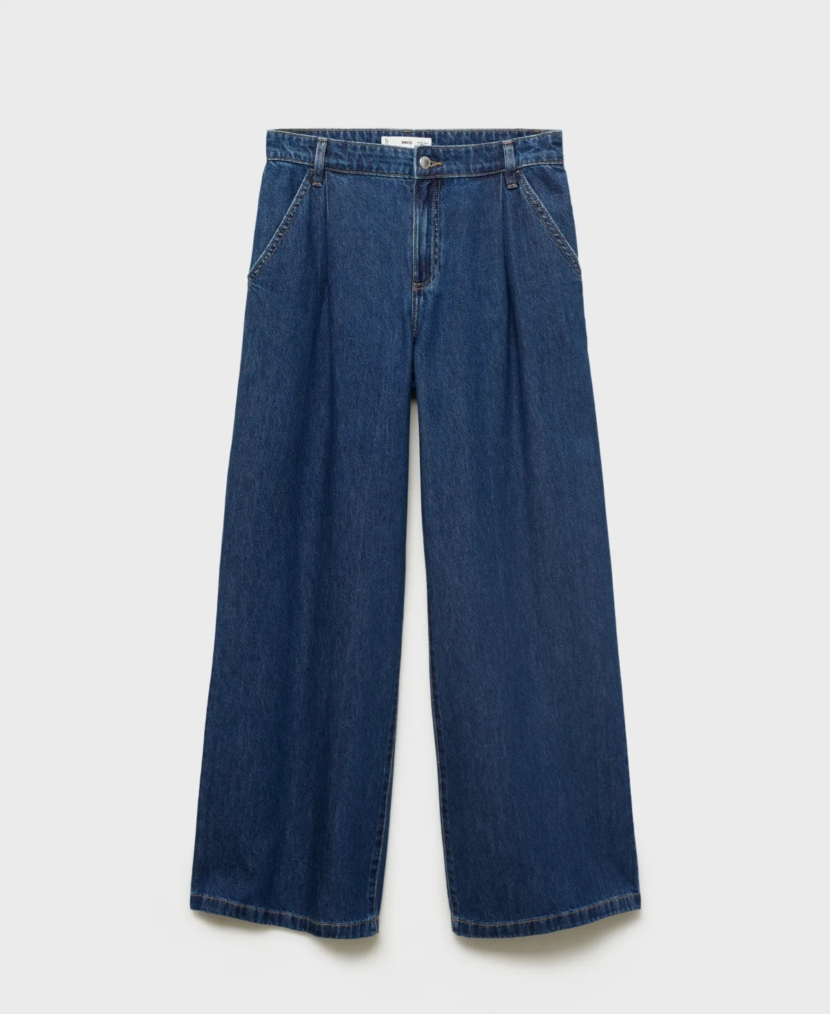 Wide Leg Pleated Jeans by Mango