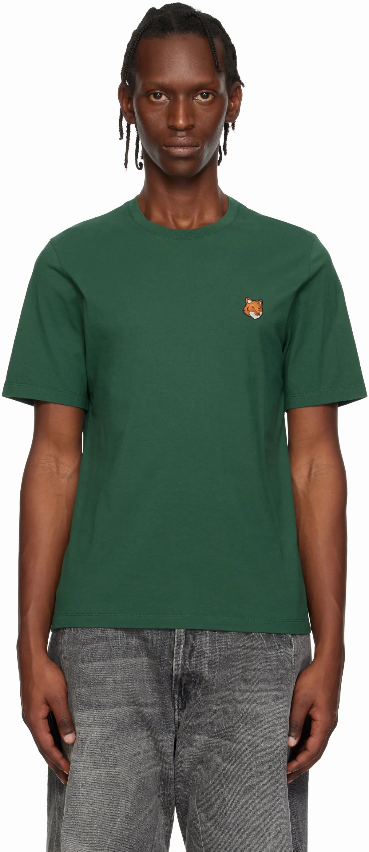 Green Fox Head Regular T-shirt by Maison Kitsuné
