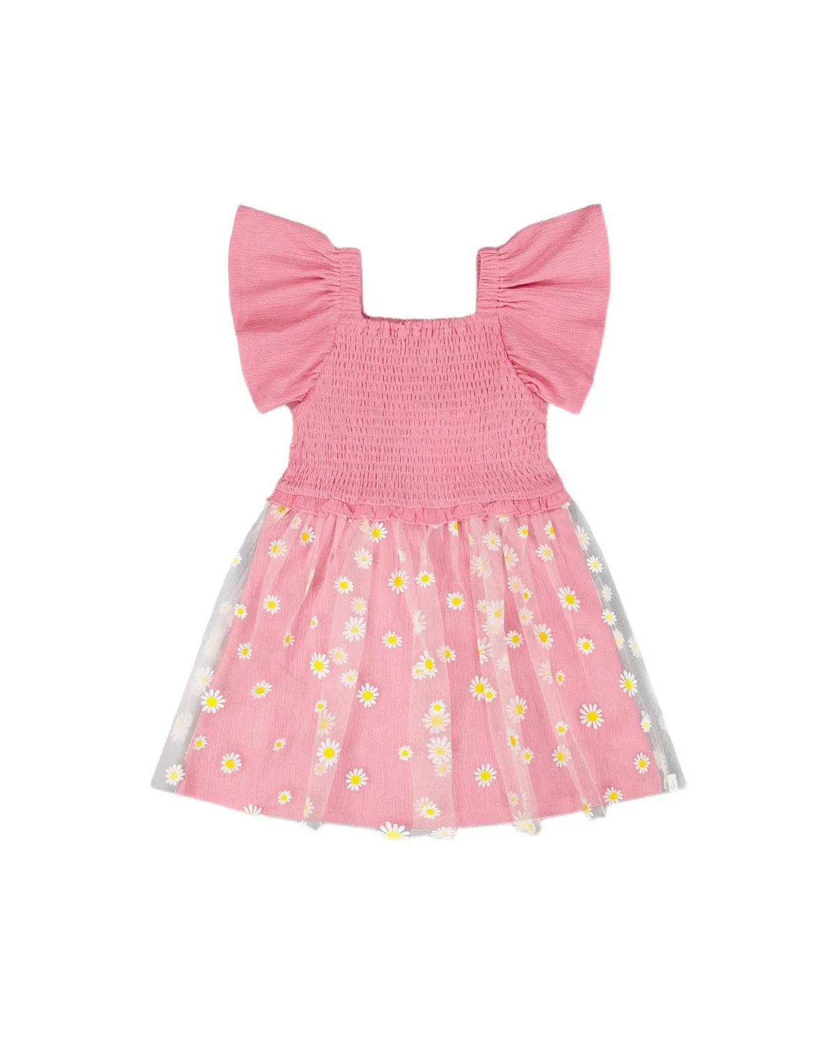 Mesh and Crinkle Jersey Dress with Smocking by Deux Par Deux