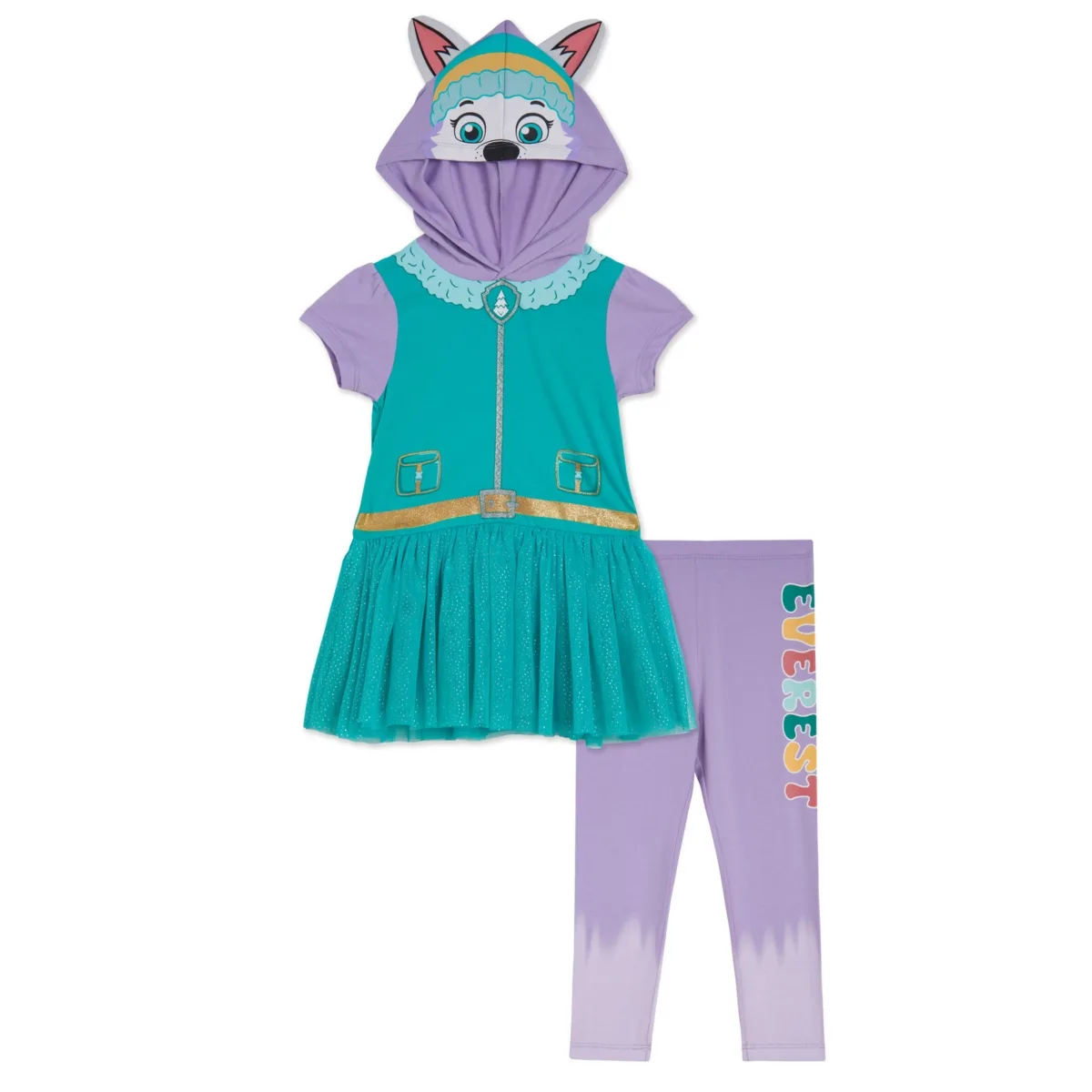 Hooded Cosplay T-Shirt Dress and Leggings Outfit Set by Paw Patrol