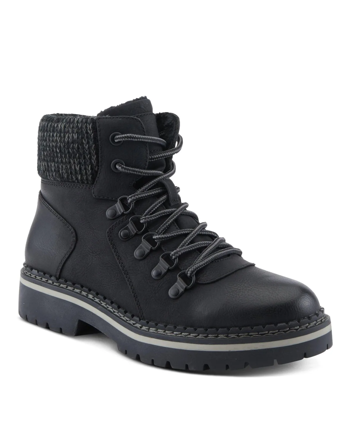 Hiker-Inspired Sweater Collar Lug Sole Boot