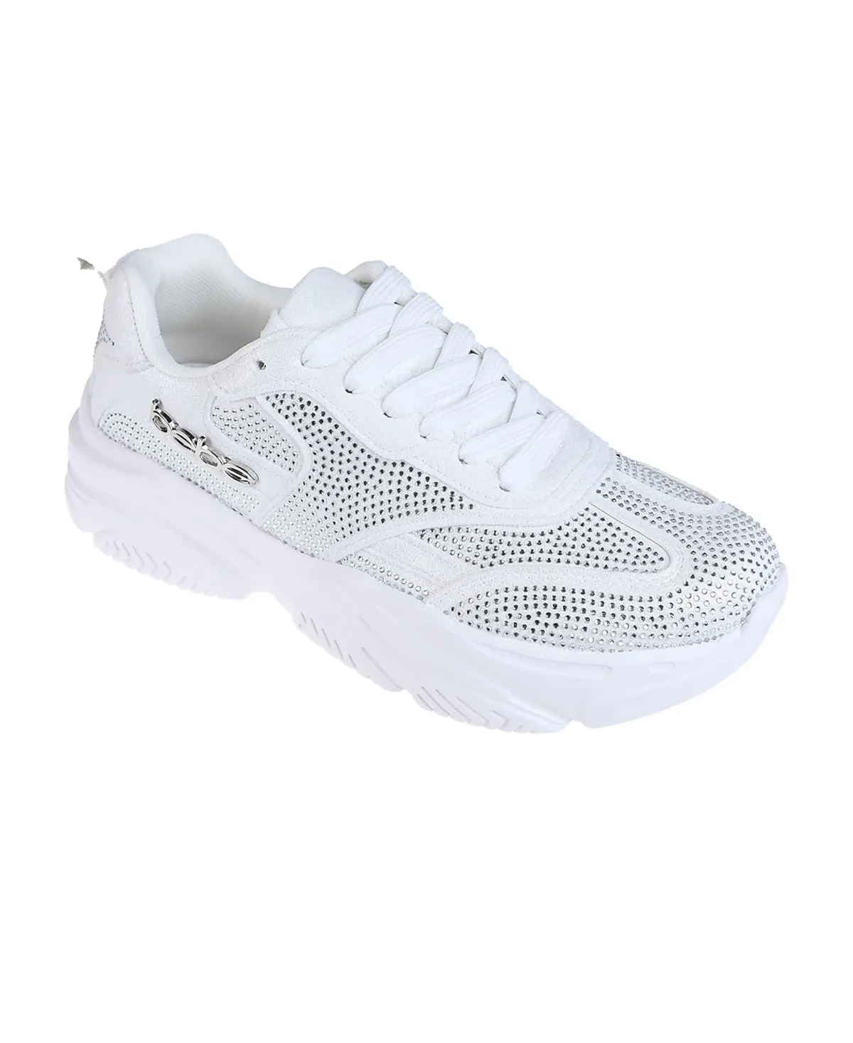 Sneaker with Mesh Upper and Rhinestones Embellishment