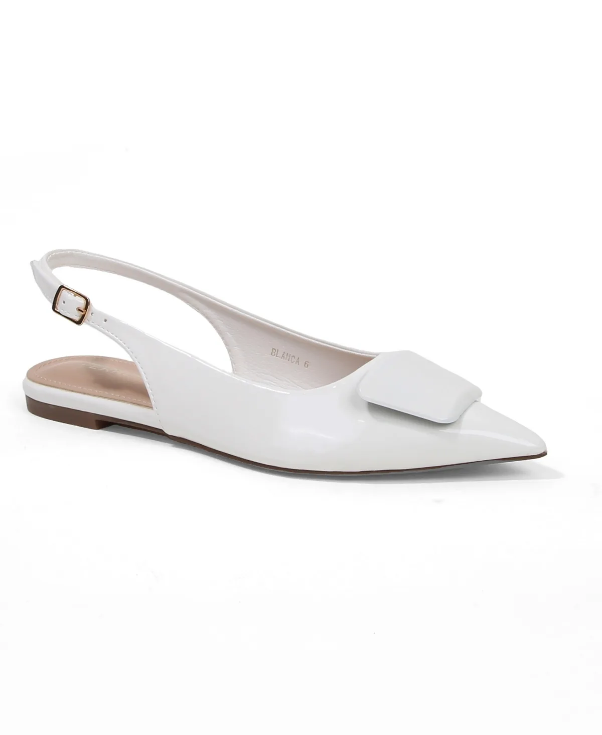 Blanca Patent Slingback Flats with Geometric Accent by Berness
