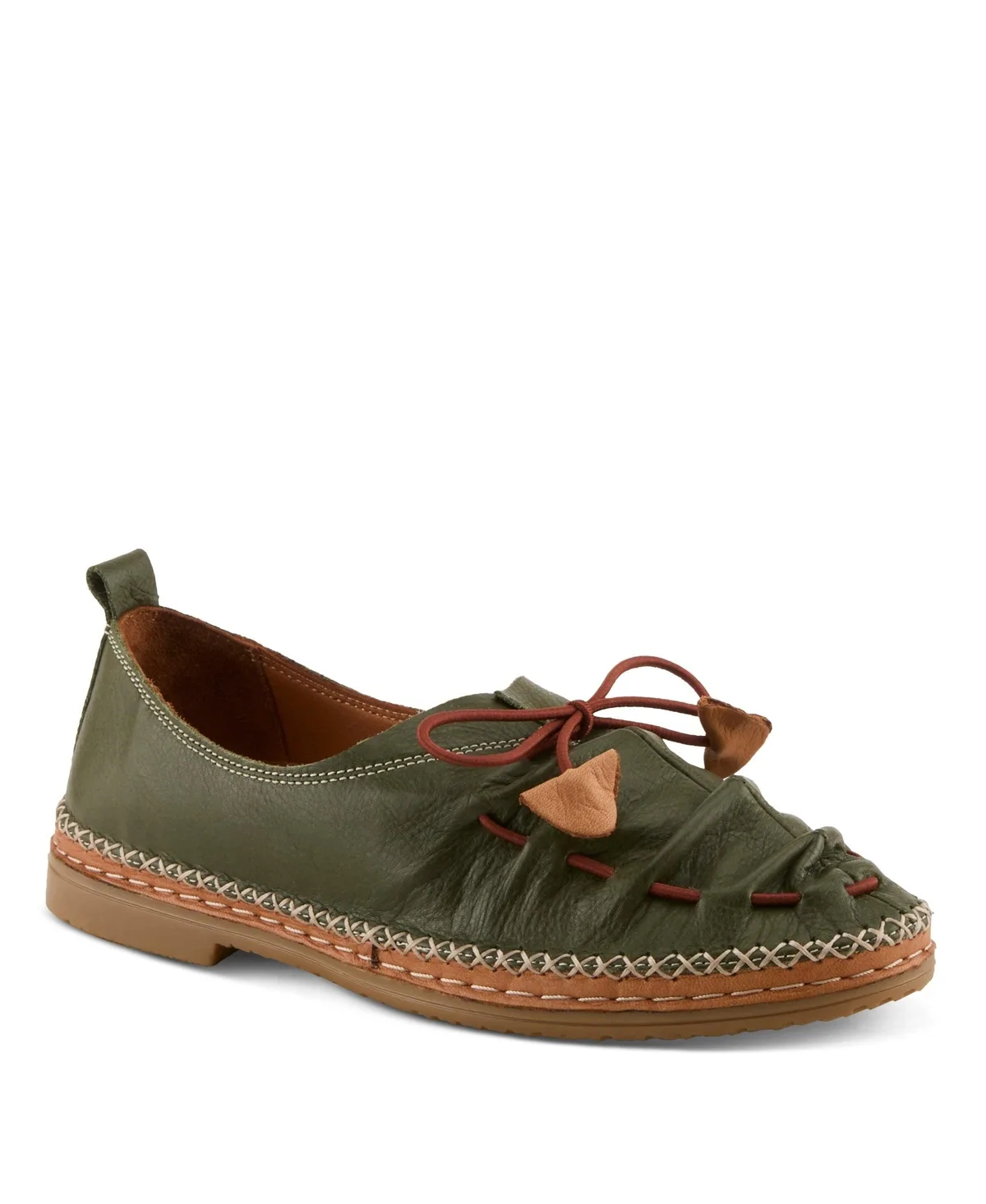 Berna Leather Slip-On Shoes with Elastic Vamp and Whip-Stitched Details
