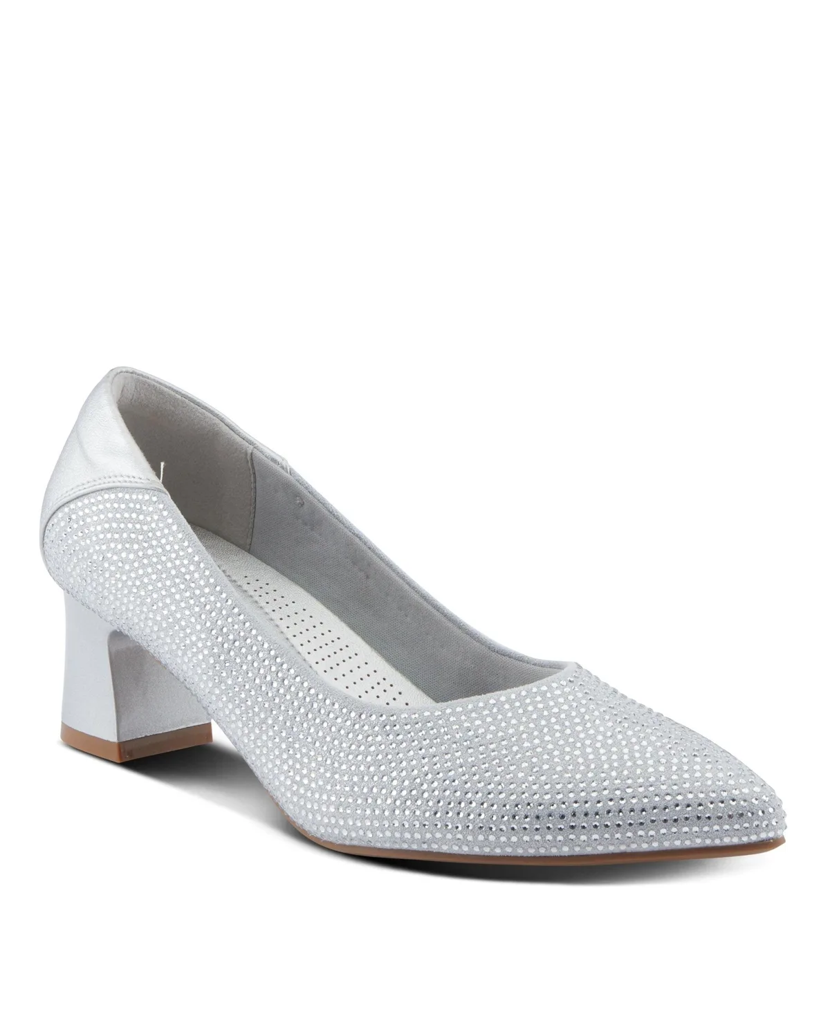Senna Crystal-Embellished Pointed Toe Block Heel Pumps - Slip-On Dress Shoes
