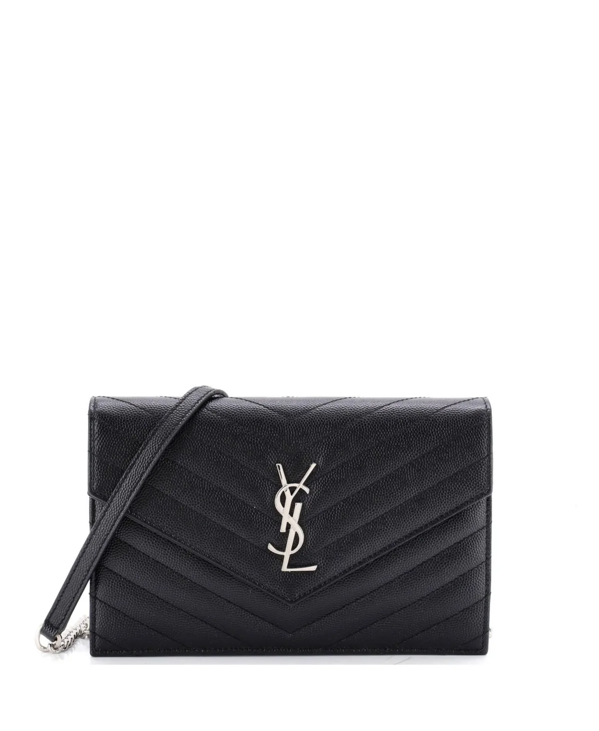 Small Classic Monogram Wallet on Chain Matelasse Chevron Leather