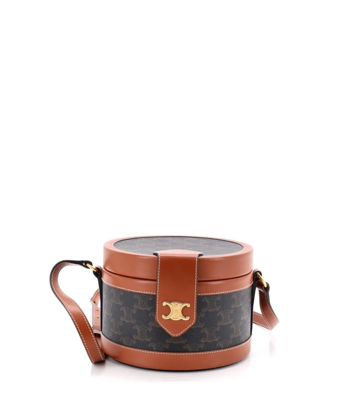 Medium Tambour Bag Triomphe Coated Canvas by Pre-owned Celine