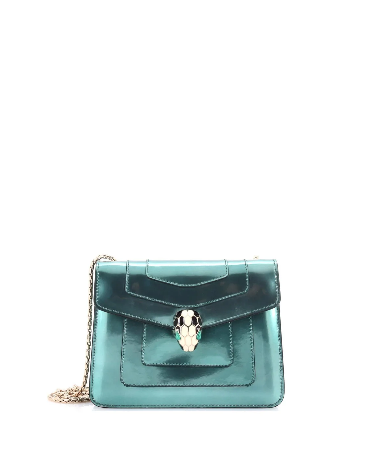 Small Serpenti Forever Square Shoulder Bag Metallic Leather