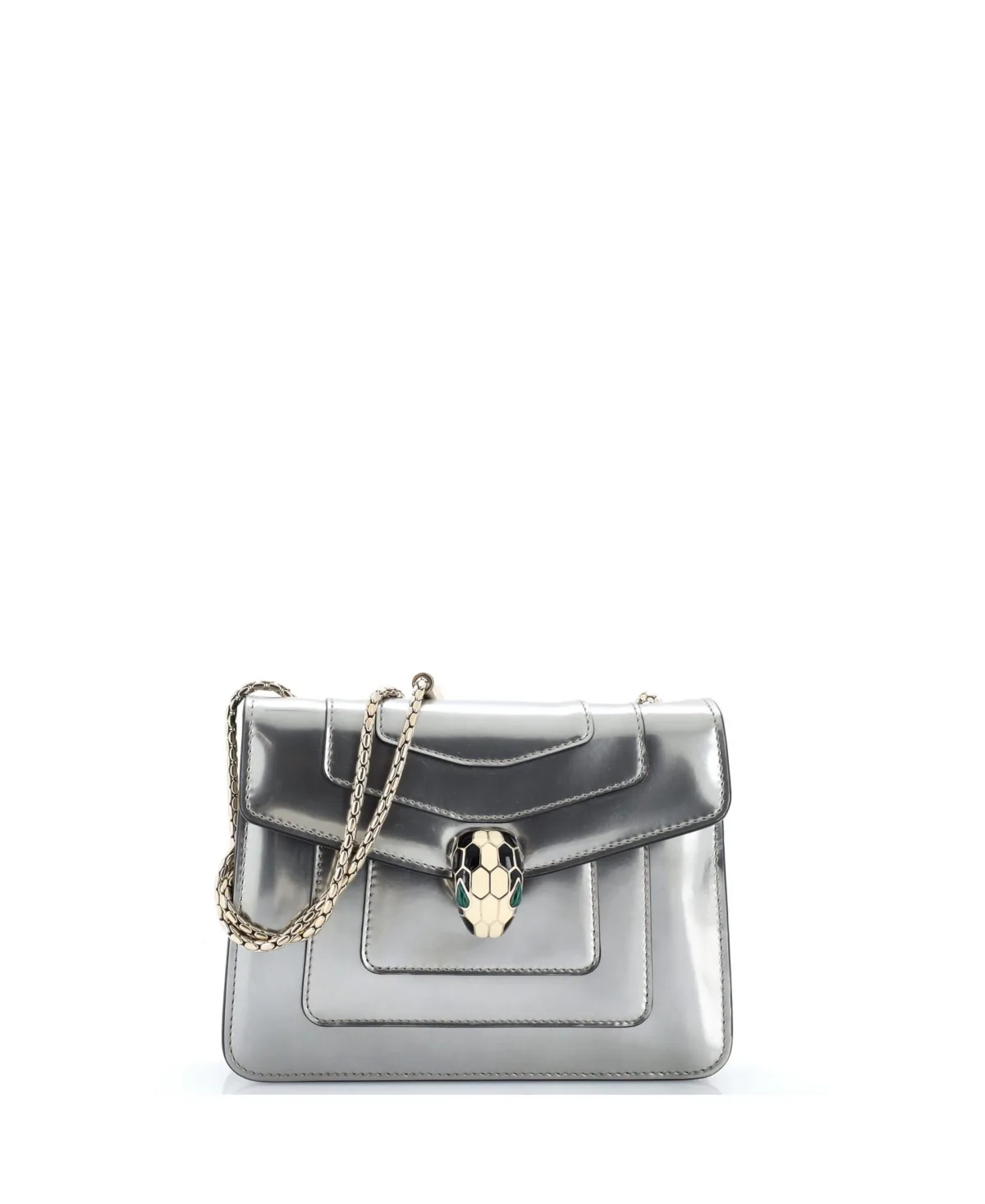 Small Serpenti Forever Square Shoulder Bag Metallic Leather