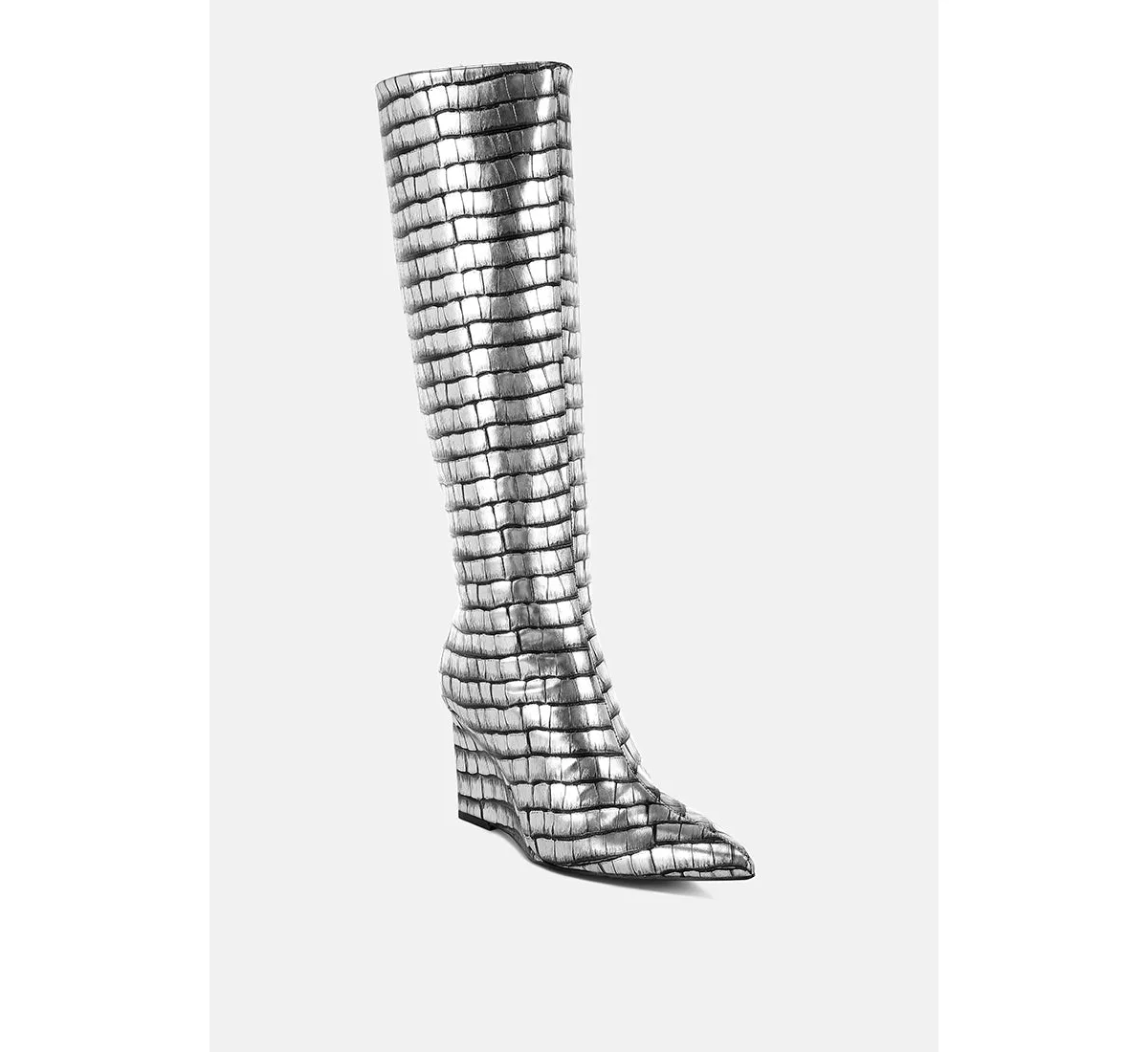 Bass Head Croco Metallic Long Boots by London Rag
