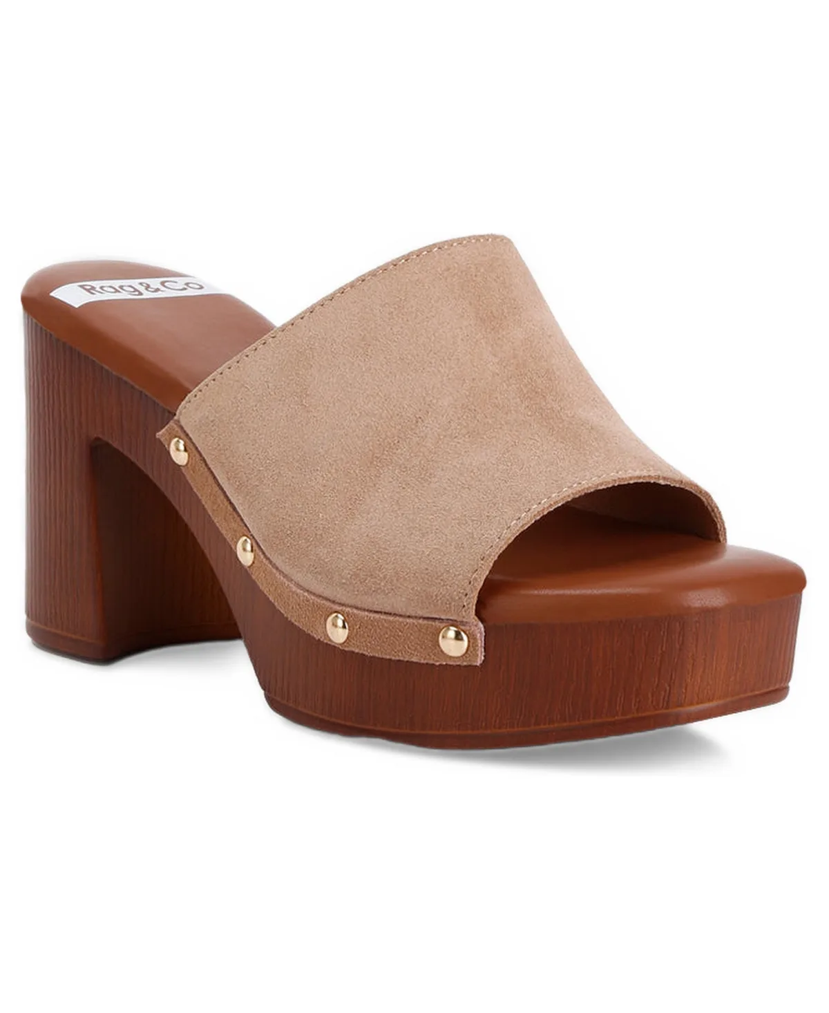 Cartera Suede High Block Heel Clogs by Rag & Co