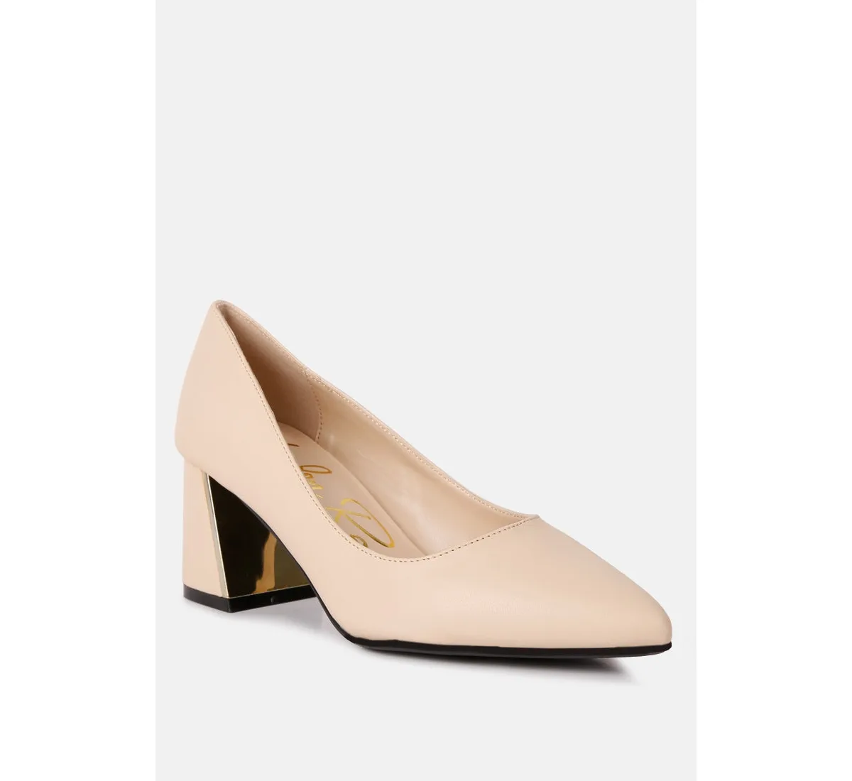 Casey Metallic Detail Block Heel Pumps by London Rag