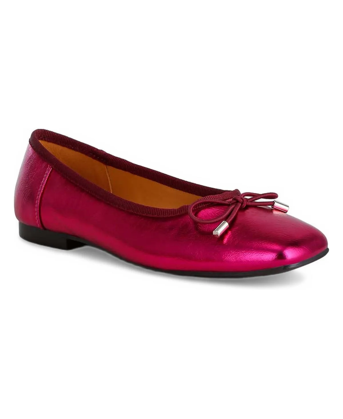 Primrose Metallic Pleather Bow Ballerinas by Rag & Co
