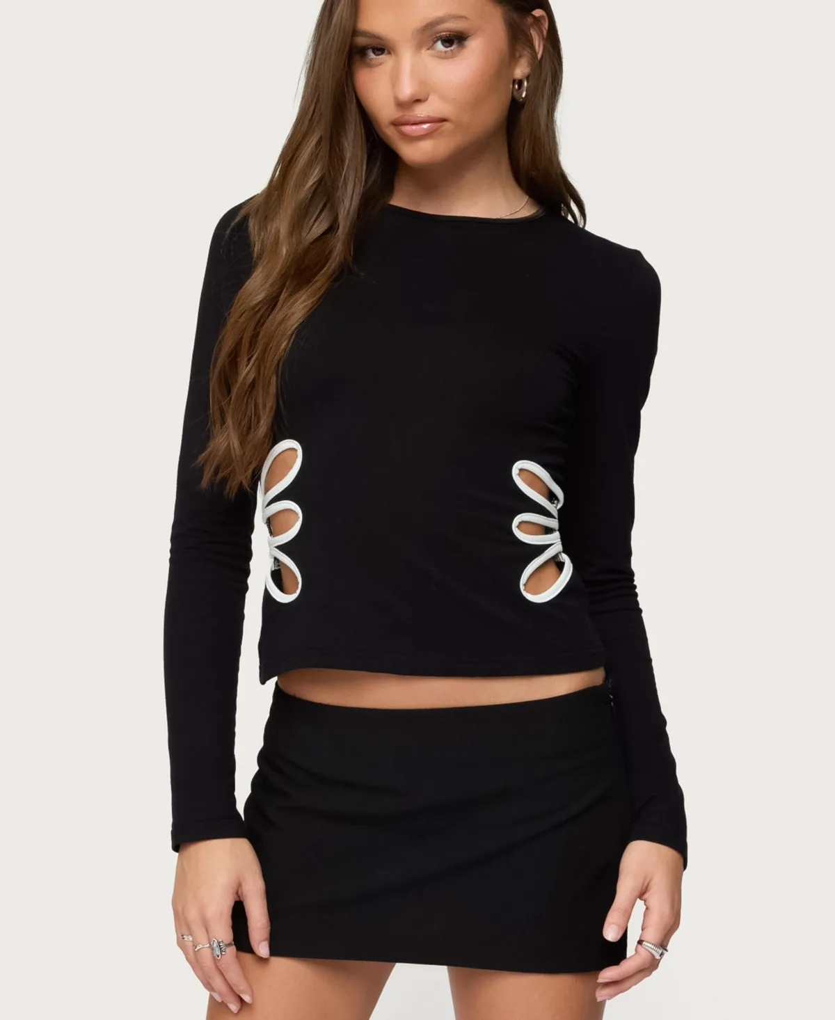 Contrast Cut Out Long Sleeve Top by Edikted