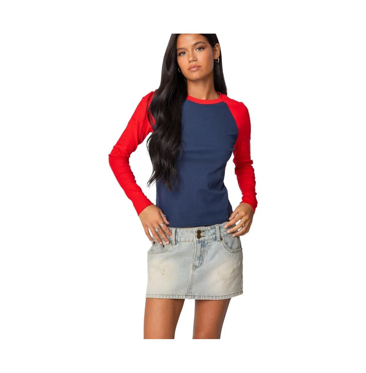 Tommi Raglan Long Sleeve T Shirt by Edikted