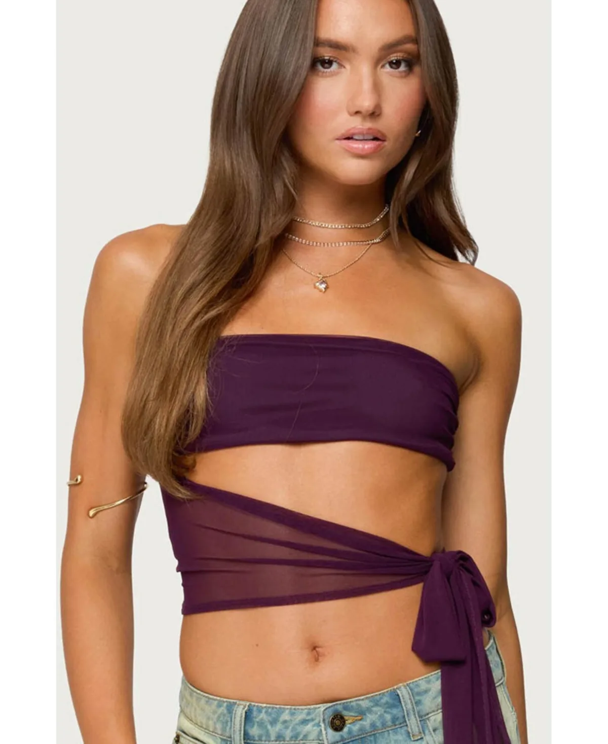 Amaro Strapless Side Tie Cut Out Top by Edikted