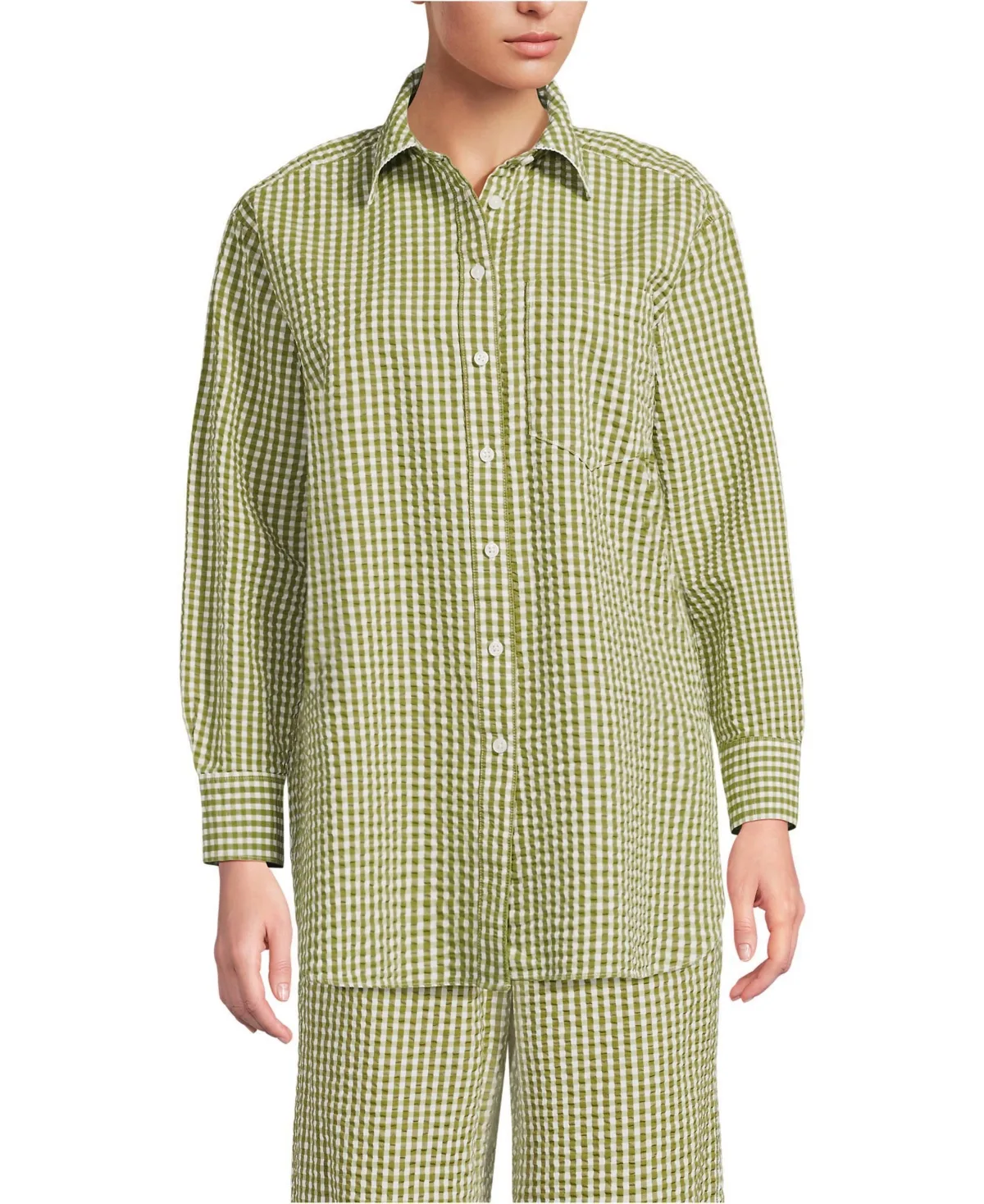 Oversized Seersucker Shirt by Lands' End