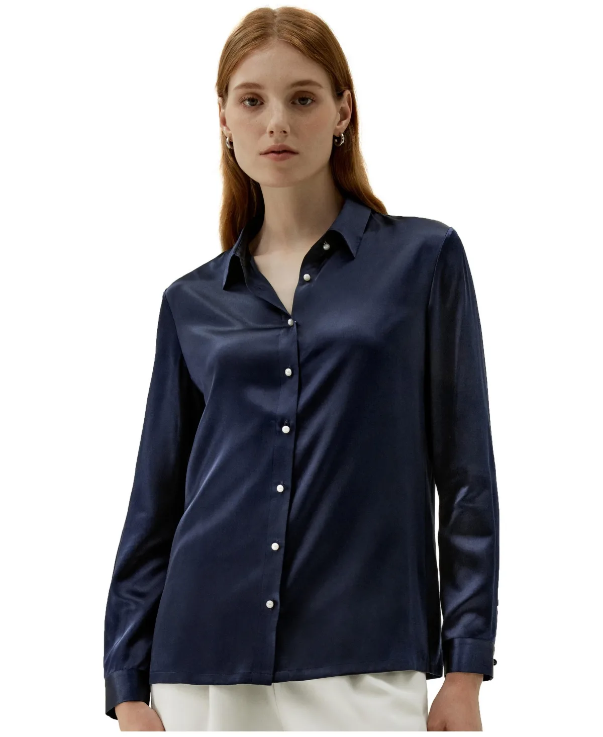 Classic Pearl Button Silk Shirt by Lilysilk