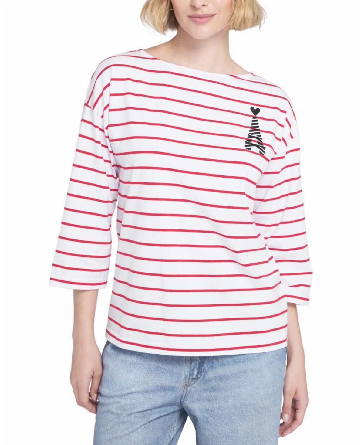 Striped Tee with Graphic Top by Elle Collection