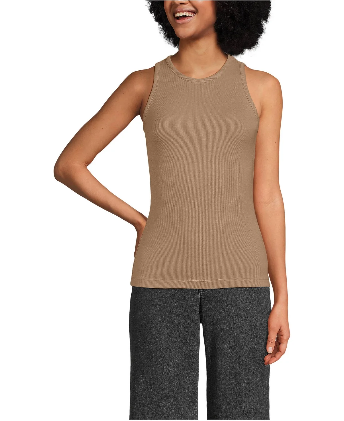 Drapey Rib Fitted Tank Top by Lands' End